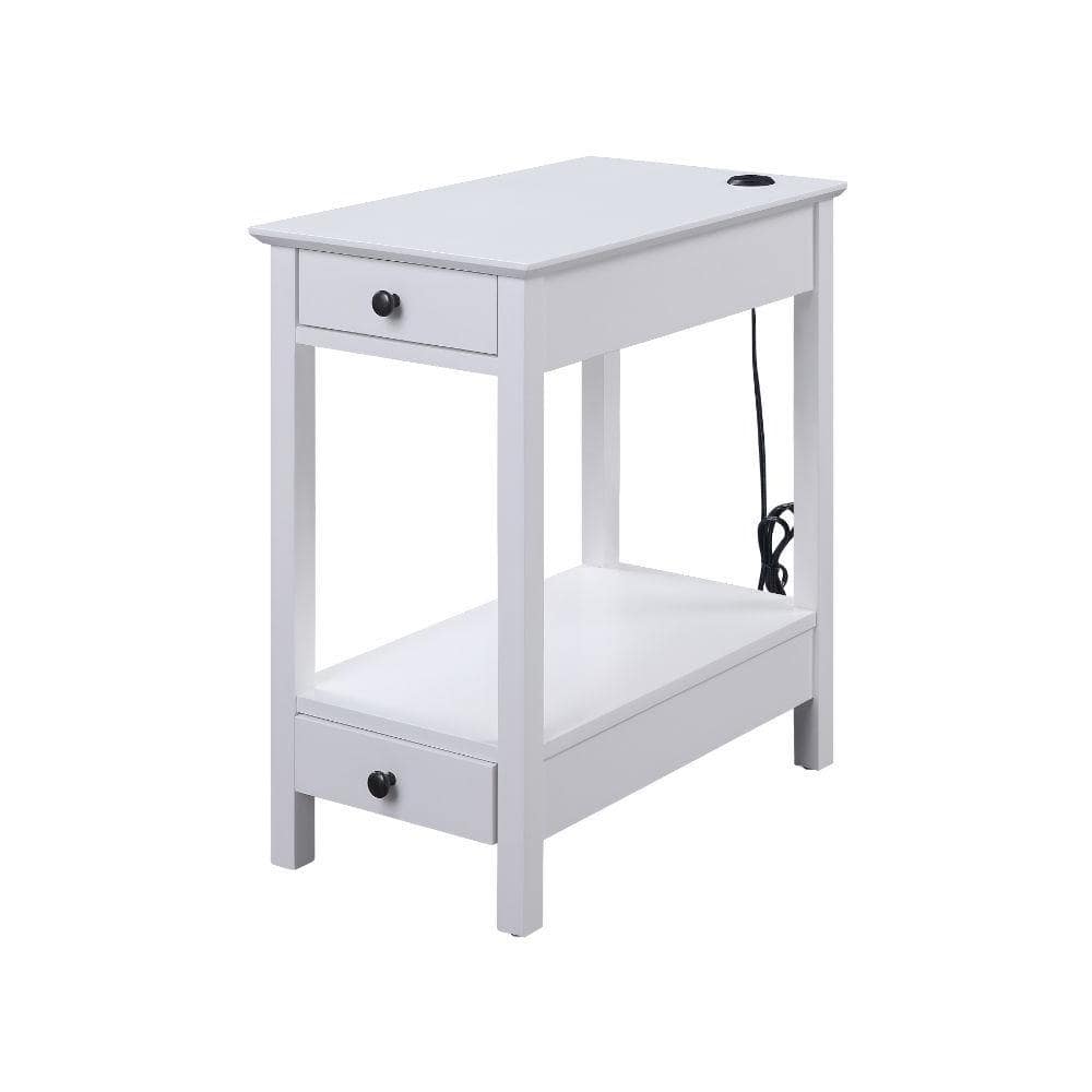 ACME Byzad Accent Table with USB Charging Dock in White