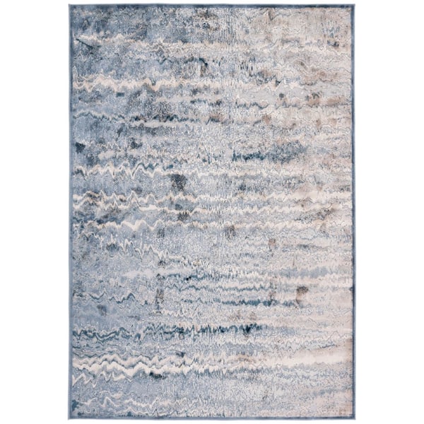 Paradise 3 ft. x 6 ft. Gray/Blue Marble High-Low Area Rug
