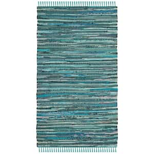 Rag Rug Turquoise/Multi Doormat 2 ft. x 3 ft. Striped Speckled Area Rug