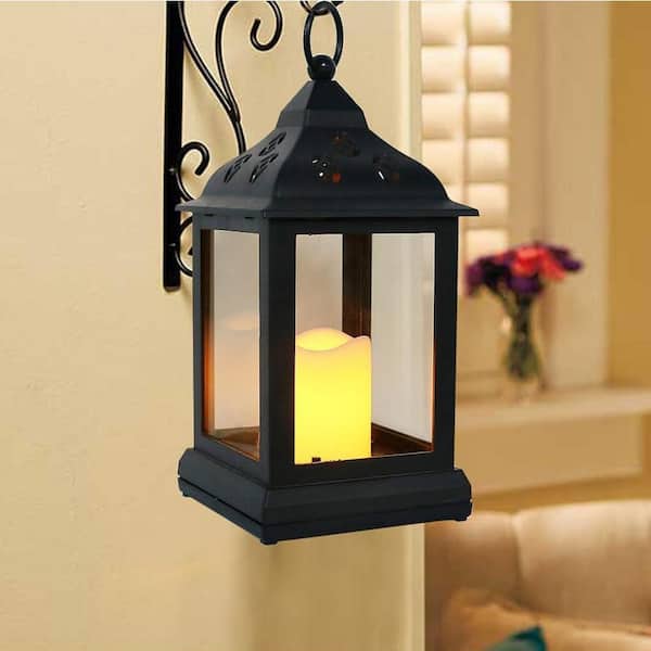 WANTKEY CAMP ブラックラベル ランタン 9.5 in. x 4 in. Black Plastic Vintage Lantern with LED Candle (2