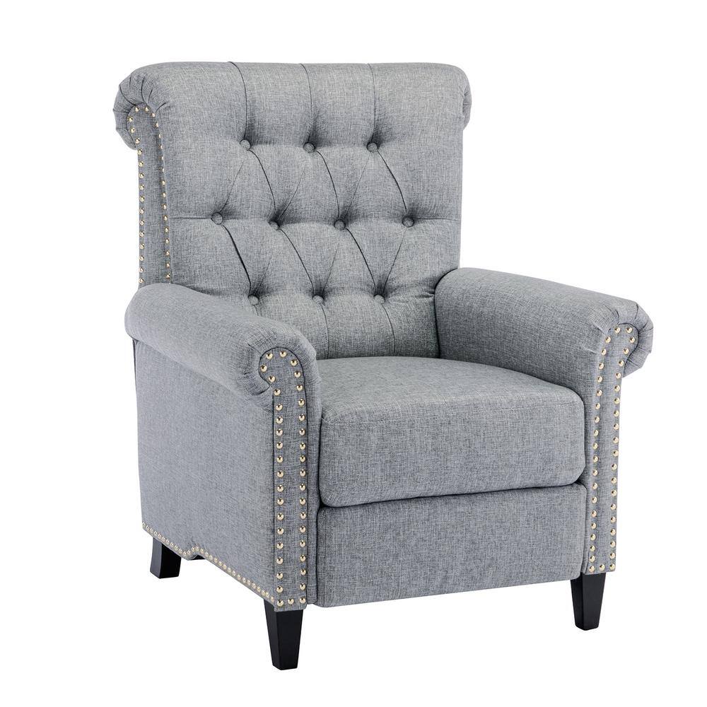 Gray Linen Tufted Push Back Recliner Chair Living Room Chair, Single Sofa Accent Recliner with