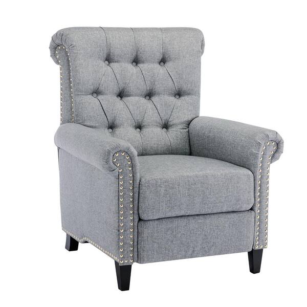 Gray Linen Tufted Push Back Recliner Chair Living Room Chair, Single Sofa Accent Recliner with