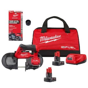 M12 FUEL 12-Volt Lithium-Ion Cordless Compact Band Saw XC Kit with (2) Batteries, Charger, Reamer, 3 Blades, and Bag