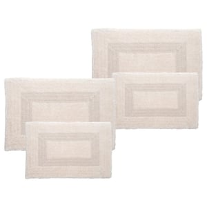 Ivory White 4- Piece Cotton Bathroom Mat Set