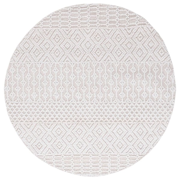 Casablanca 6 ft. x 6 ft. Ivory Geometric Round Rug
