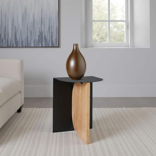 Benjara 16.25 in. Black and Brown Rectangle Wooden End Table