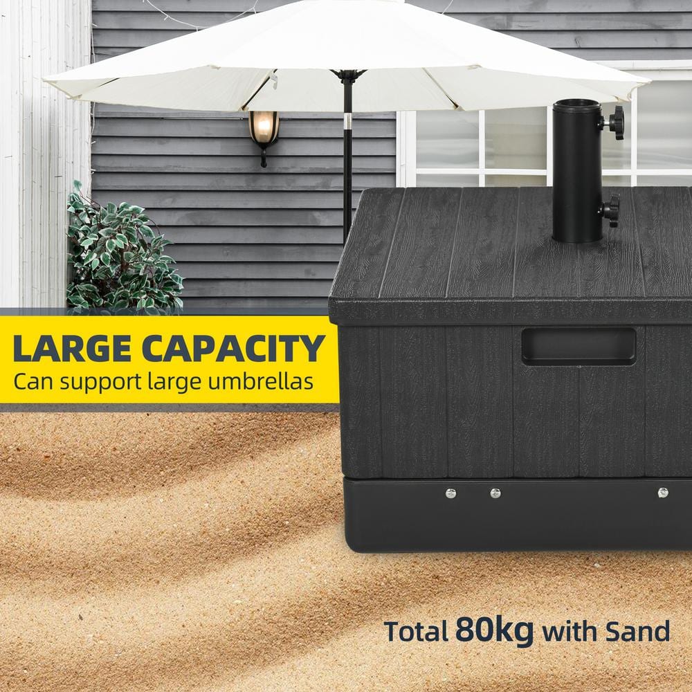 Black Metal 3-in-1 Patio Umbrella Stand with Wheels
