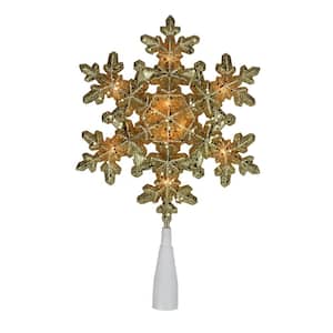 12.75 in. Lighted Gold Snowflake Christmas Tree Topper with Clear Lights