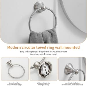 Traditional Wall Mounted Towel Ring Bathroom Accessories Hardware in Brushed Nickel