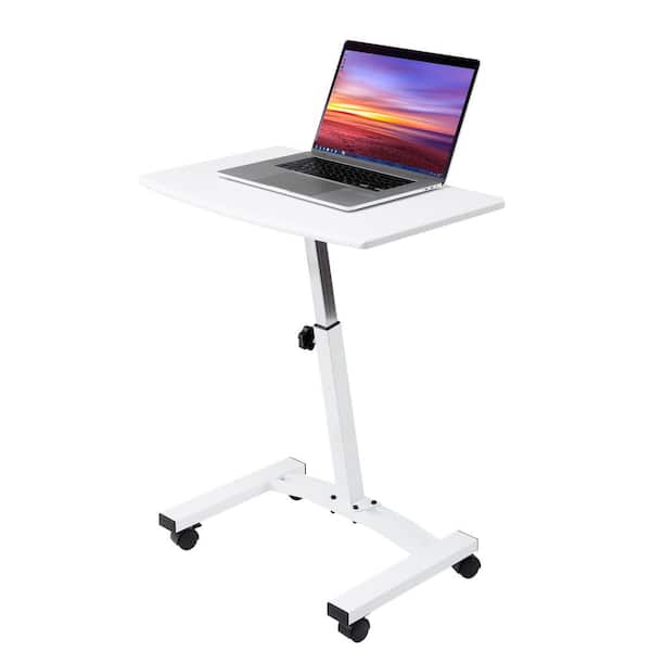 Seville Classics 23.75 in. Solid-Top White Mobile Laptop Desk with Adjustable Height