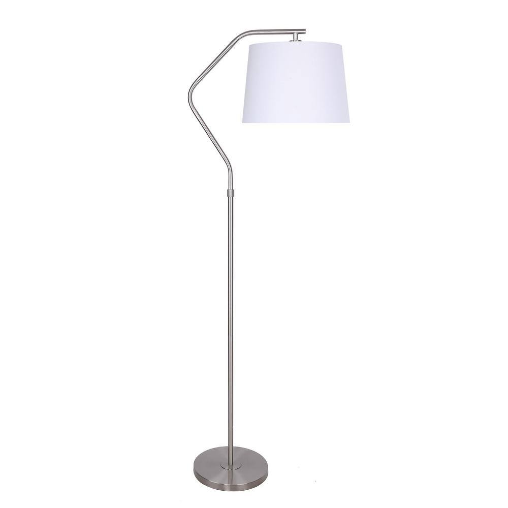 GRANDVIEW GALLERY 62.5 in. Brushed Nickel Floor Lamp with Angled Base ...