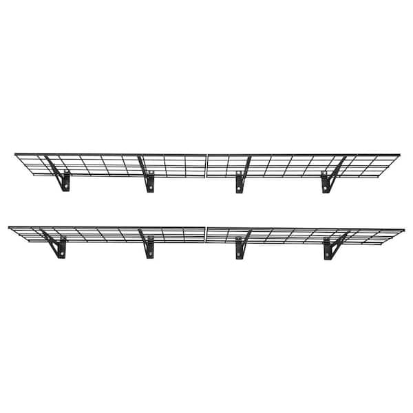 2-Tier Garage Shelves, 12.4 in. x 72.05 in. Heavy Duty, Wall Mounted Carbon Steel Garage Wall Shelf, 600 lbs. Capacity