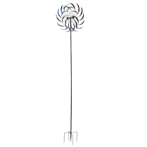 Amucolo 78.51 in. H Multi-color iron Windmill Wind Spinner for Garden Balcony or Backyard