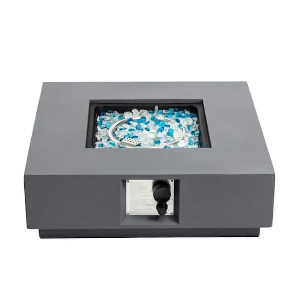 Tidoin Gray Square Concrete Outdoor Propane Fire Pit Table