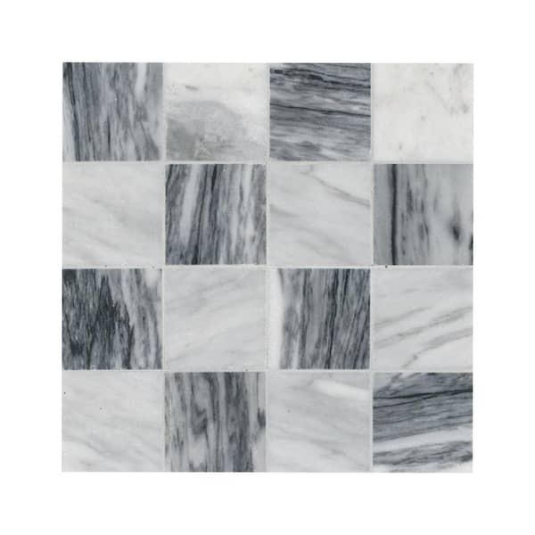 Firenze Blend White 12 in. x 12 in. Polished Marble Mosaic Floor and Wall Tile (1 sq. ft. /Each)