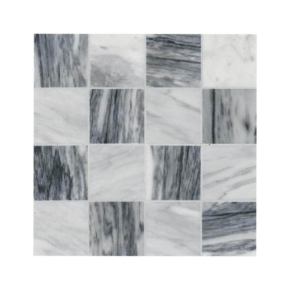 Take Home Tile Sample-Firenze Blend White 4 in. x 4 in. Polished Marble Mosaic Tile price history on PriceWatchPro