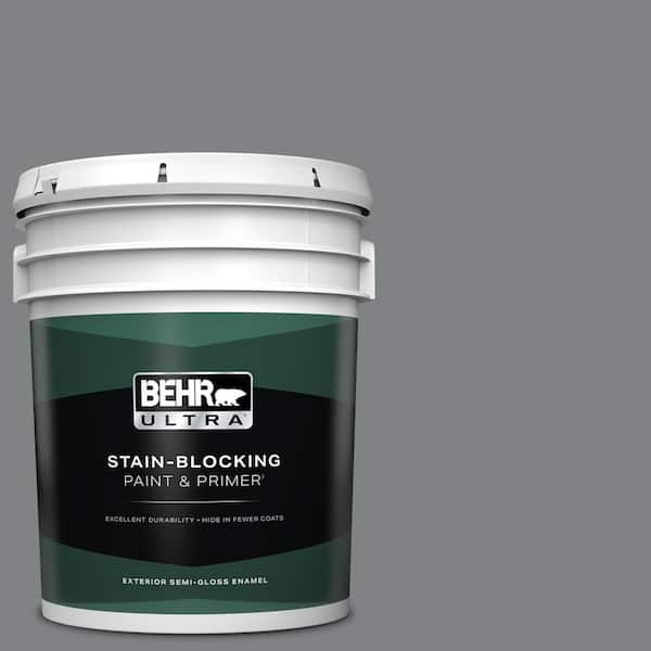 BEHR ULTRA 5 gal. #PPU26-03 Legendary Gray Semi-Gloss Enamel Exterior Paint & Primer