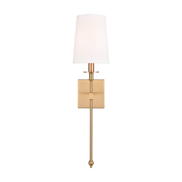 SIGNATURE HARDWARE Calera 1Light Brushed Gold Wall Sconce with No