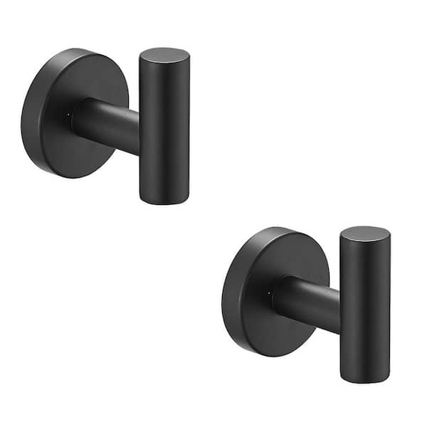 BWE Round Bathroom Robe Hook and Towel Hook in Stainless Steel Matte Black  (2-Pack) A-91004-Black-1 - The Home Depot