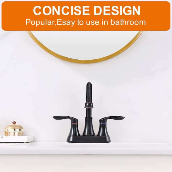 4 in. Centerset Double-Handle High-Arc Bathroom Faucet with Pop-Up Drain and Supply Line Included in Oil Rubbed Bronze