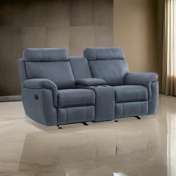 Benjara 76 in. Pillow Top Arm Microfiber Rectangle Solid Wood Sofa in Blue