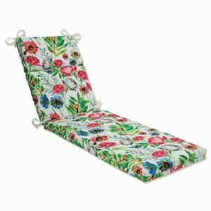Floral 21 x 28.5 Outdoor Chaise Lounge Cushion in Pink/Blue Flower Mania