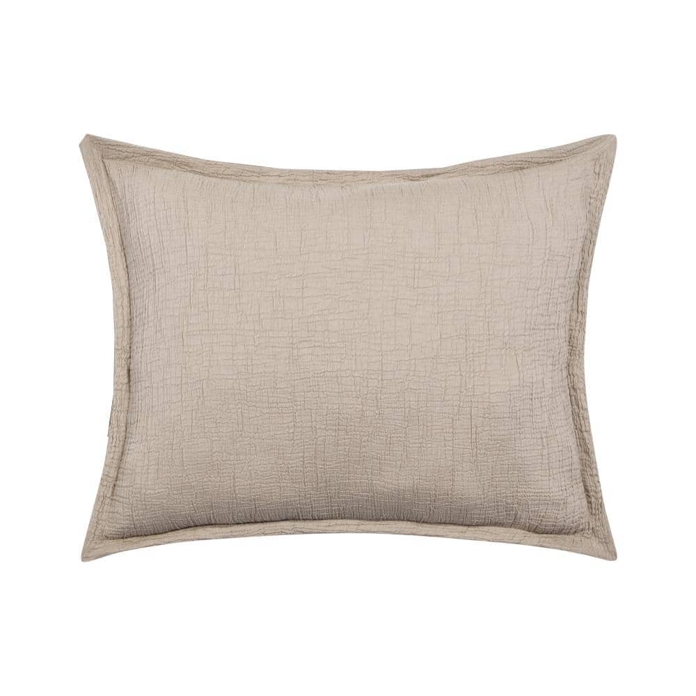 Seacove Sand Solid Cotton Standard Sham 20 in. L x 26 in. W