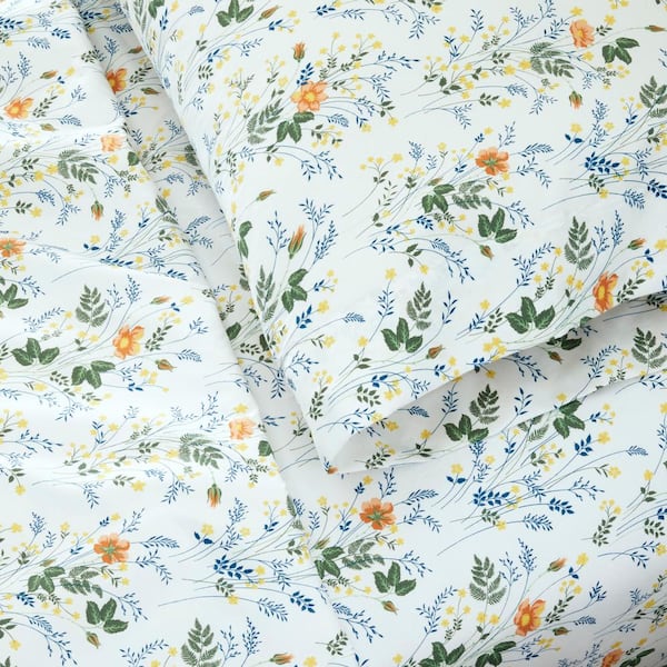 Brushed Soft Microfiber Multi-Color Botanical Floral 3-Piece Twin/Twin XL Sheet Set