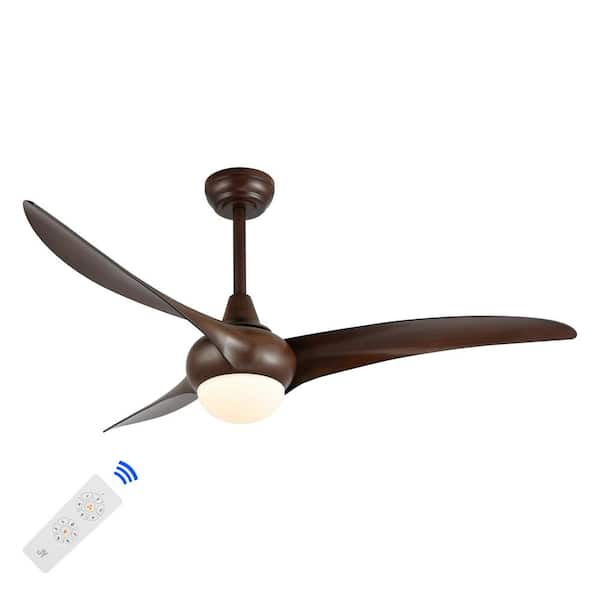 Aviator 52 in. 1-Light Mobile-App/Remote-Controlled 6-Speed Retro Swirl Integrated LED Ceiling Fan, Neutral Brown Finish