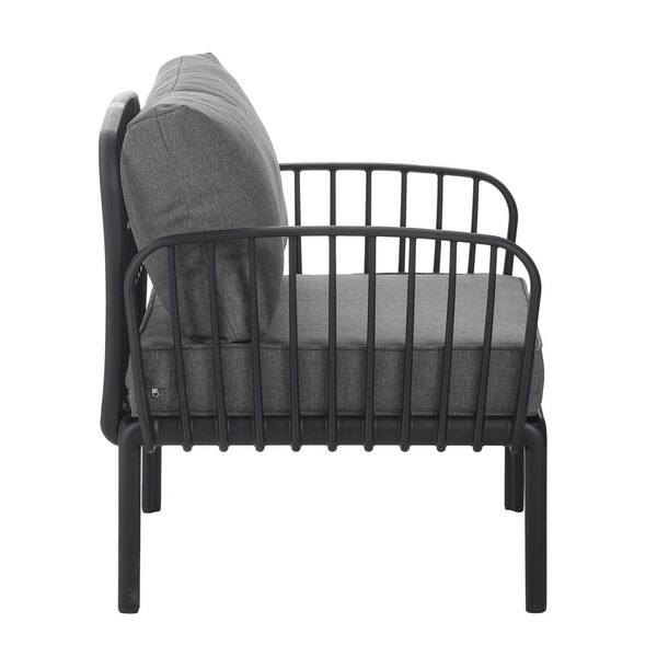 Tenleaf Black Plastic Outdoor Lounge Chair with Dark Gray