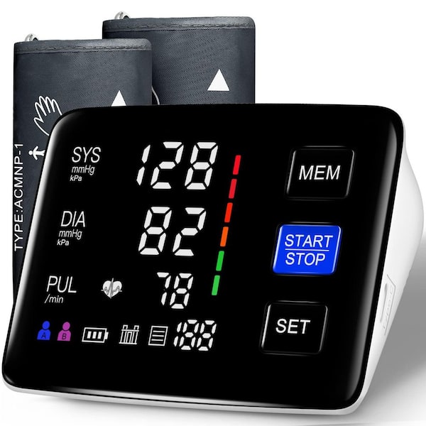 Blood Pressure Monitor with 9 to 17 in. and 13 to 21 in. Blood Pressure Cuff, LED Color Backlit Screen, USB Cable