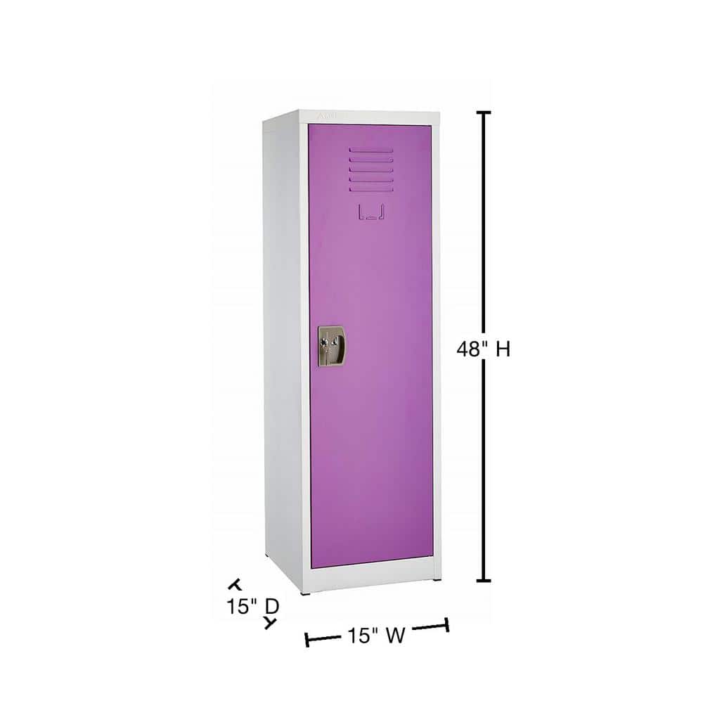 48-Inch Purple Steel Freestanding Office Locker with Adjustable Shelving