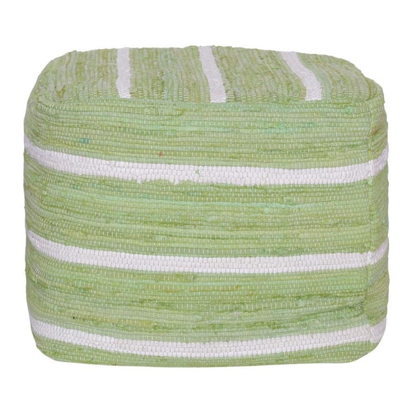 Amelia Green Cotton Square Cube Small (Under 22 in.) Ottoman