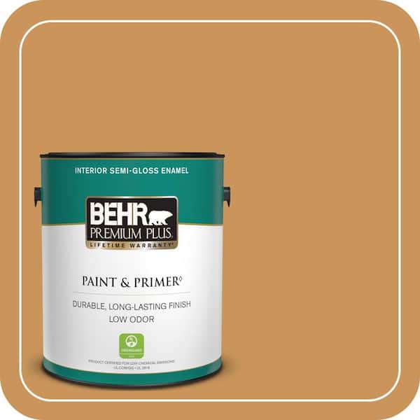 BEHR PREMIUM PLUS 1 gal. #M250-5 Burnt Pumpkin Semi-Gloss Enamel Low Odor Interior Paint & Primer