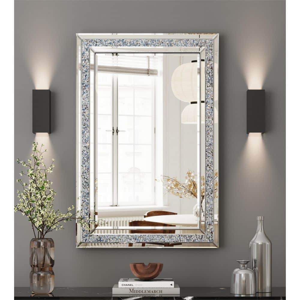 THKSHOUZ 24 in. W x 32 in. H Mirror Frame Silver Decorative