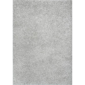 Janine Plush  Shag Gray Doormat 3 ft. x 5 ft. Modern Accent Rug