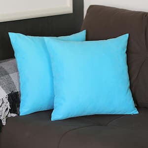 Honey Decorative Throw Pillow Cover Solid Color 18 in. x 18 in. Sky Blue Square Pillowcase Set of 2