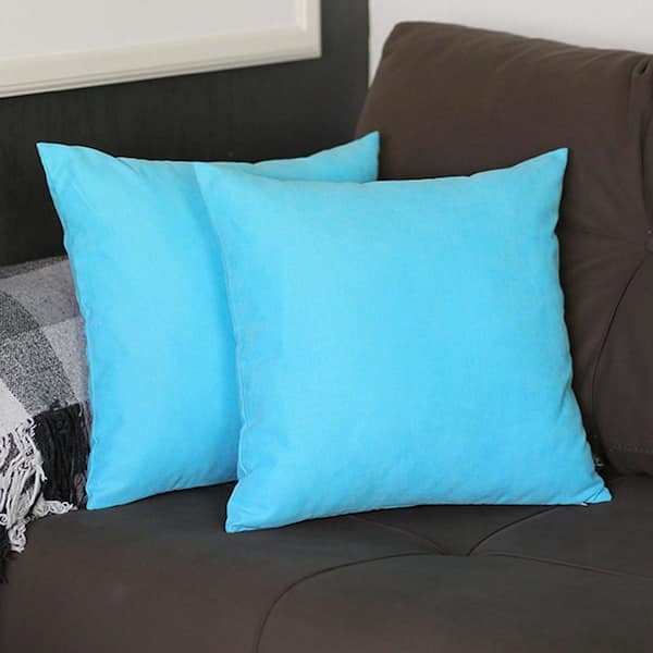 MIKE & Co. NEW YORK Honey Decorative Throw Pillow Cover Solid Color 18 in. x 18 in. Sky Blue Square Pillowcase Set of 2