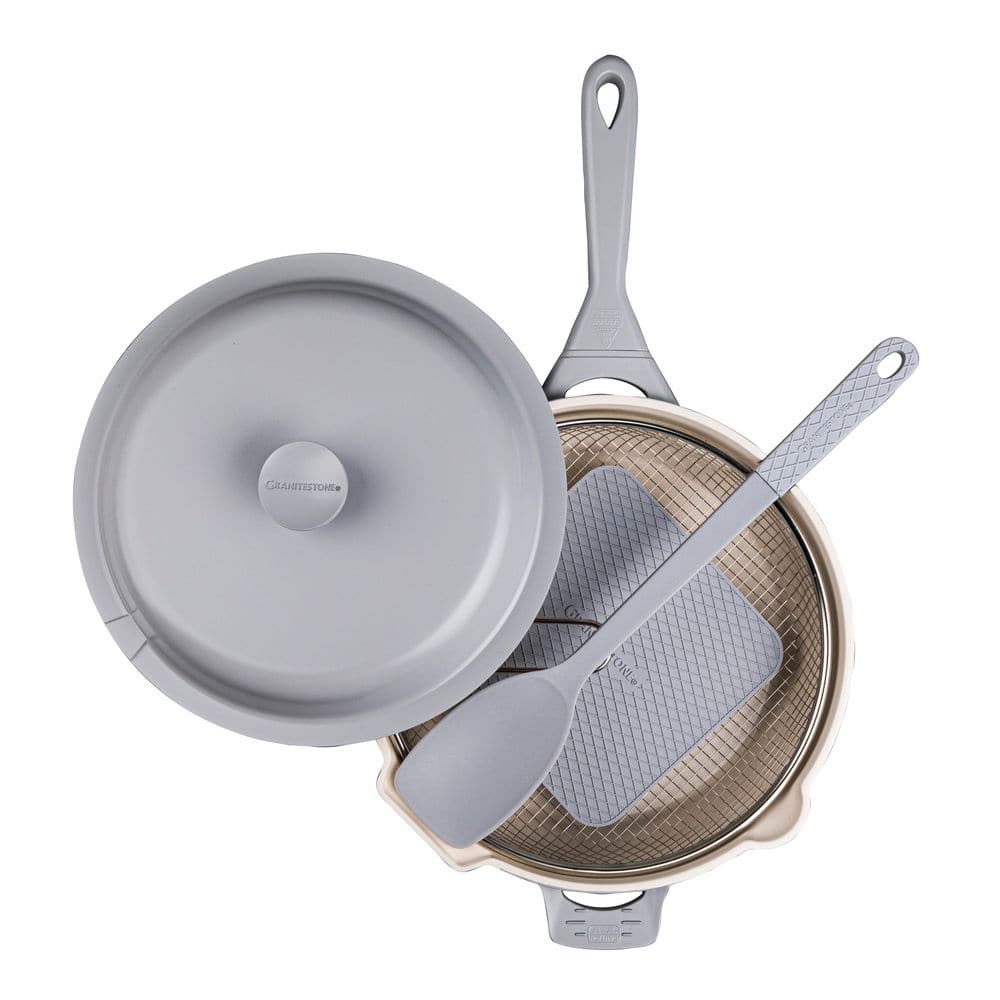 Gray Aluminum Nonstick Multi-Purpose Pan Set with Lid and Accessories