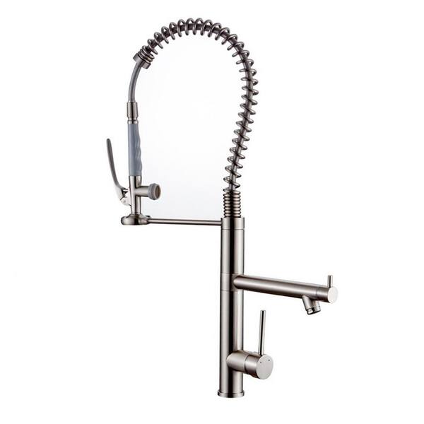 Aosspy DoubleHandle PullDown Sprayer Kitchen Faucet in Brushed Nickel