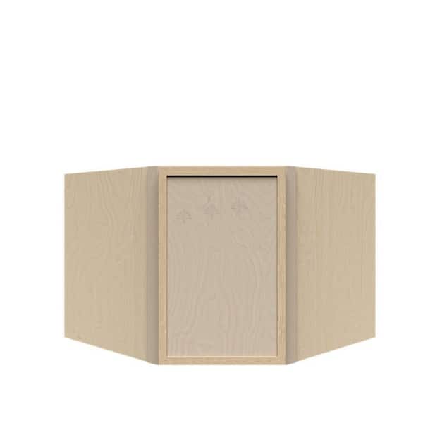 LIFEART CABINETRY Slim Shaker Assembled 24 in. W x 18 in. H x 12 in. D Wall Diagonal Corner Kitchen Cabinet in Natural Wood