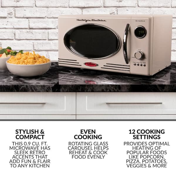 Nostalgia 0.9 cu. ft. Retro Countertop Small Microwave in White RMO4IVY -  The Home Depot