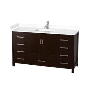 Sheffield 60 in. W x 22 in. D Single Bath Vanity in Espresso with Cultured Marble Vanity Top in White with White Basin