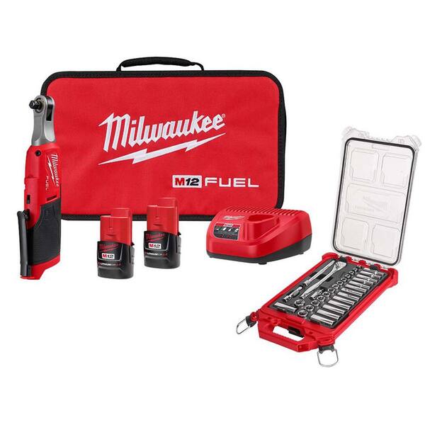 Milwaukee M12 FUEL 12V LithiumIon High Speed 3/8 in. Cordless Ratchet Kit w/3/8 in. Ratchet and