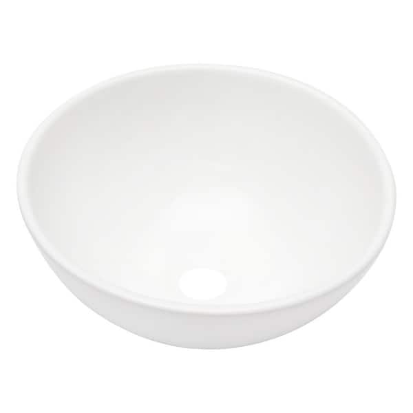 13 in. Vessel Round Bathroom Sink in White Ceramic