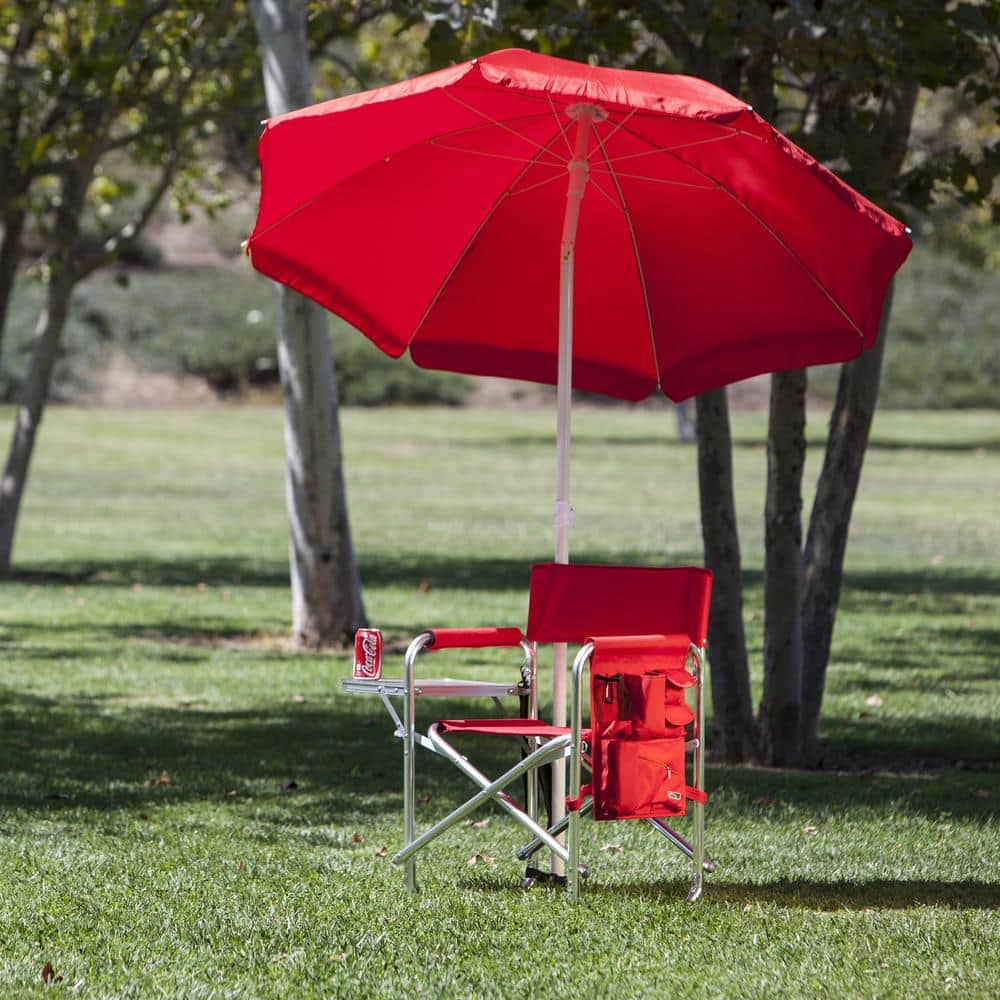 Red Aluminum Portable Camping Chair with Side Table