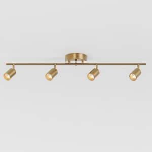 Shura 4-Light Brushed Brass Integrated LED Track Light with Rotatable Heads, 3 ft. Track Lighting Kit, 3000k, 2240 Lumen