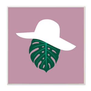 "Tropical Fashion Monstera Leaf Floppy Hat" by Atelier Poster Unframed Abstract Wood Wall Art Print 12 in. x 12 in.