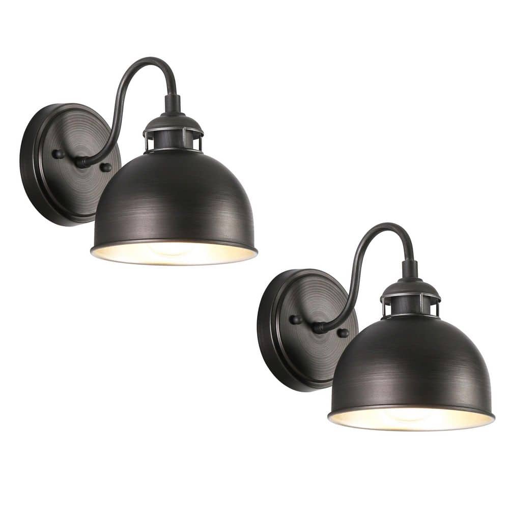 6.6 in. 1-Light Brushed Black Age Silver Wall Sconce with Metal Dome Shade for Bathroom, Bedroom Wall Light (2-Pack) price history on PriceWatchPro