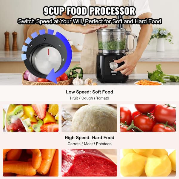 Electric Vegetable Chopper &8 Cup Food Processor 500W Variable
